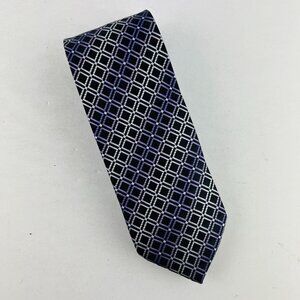 Croft & Barrow Necktie Tie Diamond Design Purple Silver Black
